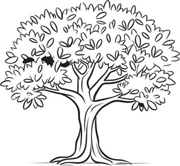 Olive Tree Black Logo with Roots Vector Icon Minimal Olive Tree Vector Black Silhouette