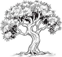 Olive Tree Black Silhouette Vector Icon Olive Tree Vector Black Logo with Leaf Detail