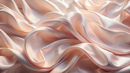 Obraz premium Close up of flowing iridescent silk fabric with soft pastel hues creating elegant wavy textures and luxurious shimmering highlights