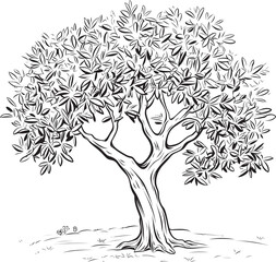 Olive Tree Black Silhouette Vector Logo Olive Tree Vector Black Logo with Leaf Detail