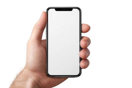 Hand holding a smartphone with blank screen (61)