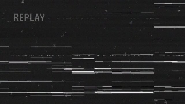 Replay screen VHS video tape glitch effects. 4K Video