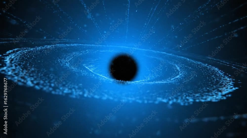 Poster abstract visualization of a black hole with a gravitational field in deep space