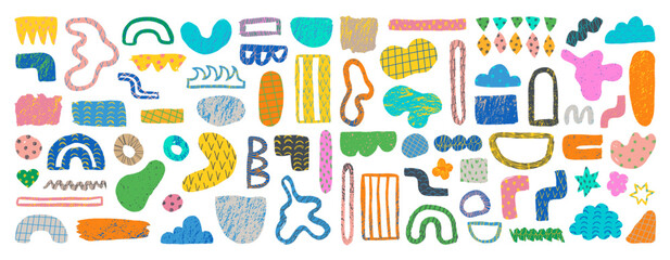 Abstract grunge modern shapes set doodle grungy objects colorful 01.eps