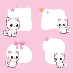 Cat cute frame, speech bubble
