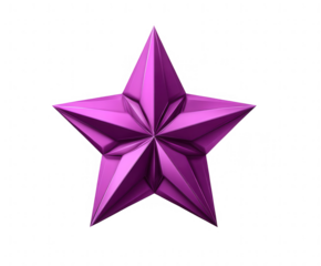 3D, vibrant purple star, geometric design