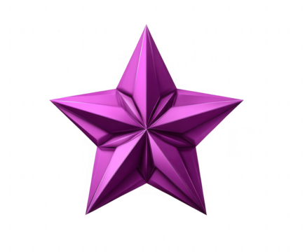 3D, vibrant purple star, geometric design