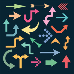 Set of colorful arrows to mark in flat style