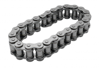 Heavy duty roller chain loop studio shot isolated on a transparent background metal