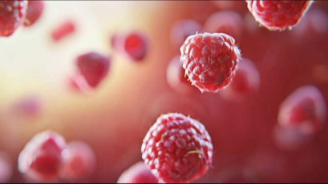 Close-up of Fresh Ripe Raspberries, Healthy Berry Concept
