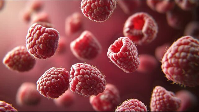 Close-up of Fresh Ripe Raspberries, Healthy Berry Concept
