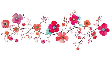 Naklejka premium Vibrant floral design artistic display digital artwork colorful palette aesthetic appeal