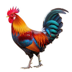 Fototapeta premium A colorful rooster isolated on a transparent background