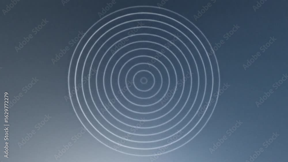 Poster concentric circles animation on gradated blue background abstract visual effect