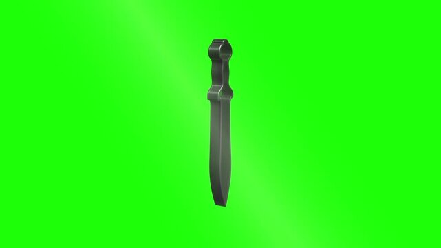 Rotating dagger on green screen background