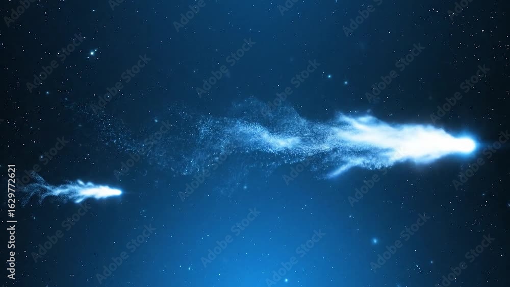 Poster cosmic light trail and starry sky abstract animation for visual effects and background