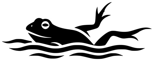 Obraz premium Frog sitting on mushroom and jumping over rock with snail near leaves and water