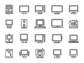 Monitor line art design concept for tech projects