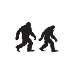  Sasquatch bigfoot yeti silhouette black color silhouette isolated white background 