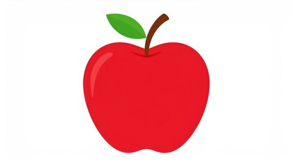 Vibrant red apple illustration on plain background, fresh fruit icon