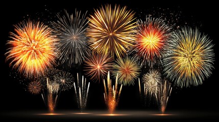 Colorful fireworks exploding in the night sky creating vibrant displays