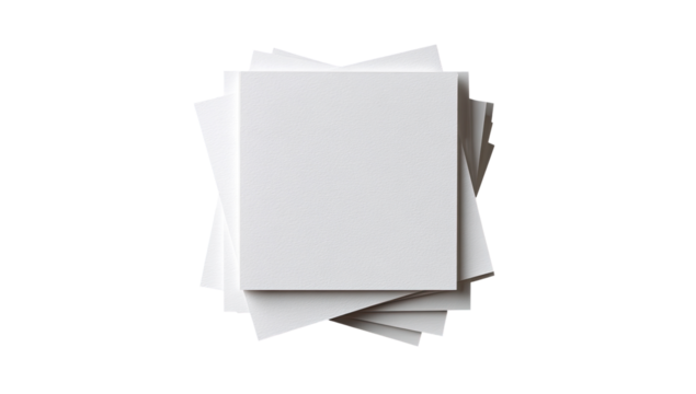 Stacked white squares, geometrically arranged, on a black background