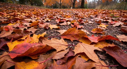 Autumn leaves on ground