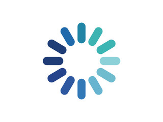 Obraz premium Circular loading indicator with blue and teal segments