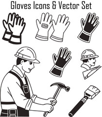 Fototapeta premium Gloves Icons & Vector Set