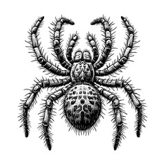 Obraz premium Detailed Engraving of Tarantula spider Vector retro hand drawn illustration