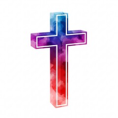 Obraz premium A vibrant colorful 3D cross with a blue to red gradient, creating modern art,