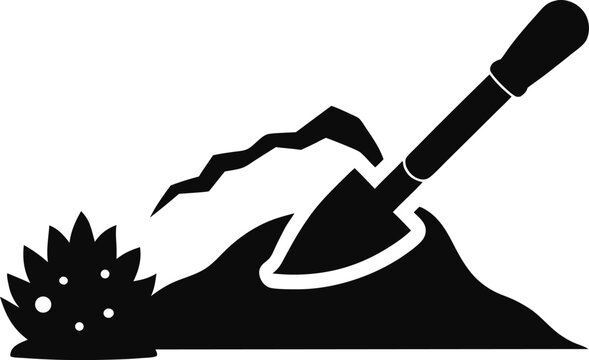 black shovel digging soil, plant clip art preview