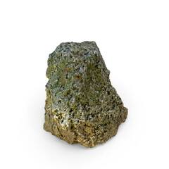 Moss Covered Textured Rock Isolated on Transparent Background