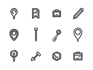 Pin with Label Line Art Minimalist Icon Style