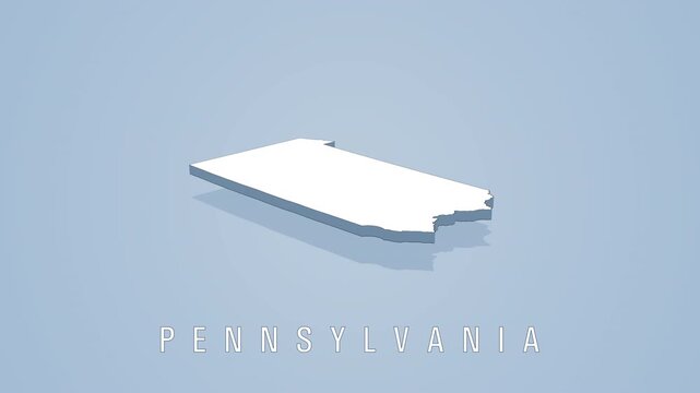 Rotating white pennsylvania map on pastel blue background