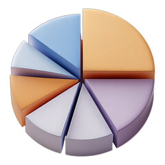 Fototapeta premium Ai generated image of colorful 3d pie chart representing data and statistics isolated on transparent background