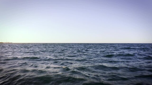 Drone flyng over the sea