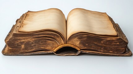Ancient Open Book with Weathered Pages Displaying Vintage Charm