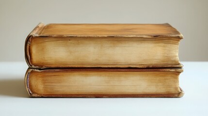 Antique Bound Books with Weathered Covers on Neutral Background