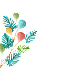 Obraz premium Vibrant tropical leaves arranged on a branch