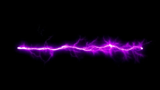 High-voltage electric arc resembling purple lightning against a dark background