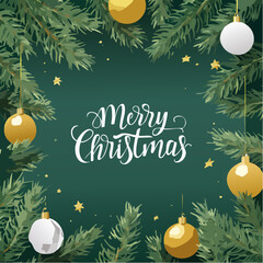 Realistic Christmas Greeting Background with Ornaments