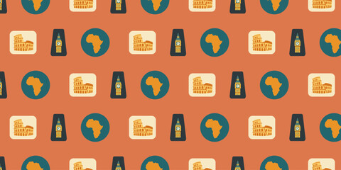 Patterns showcasing landmarks and African themes