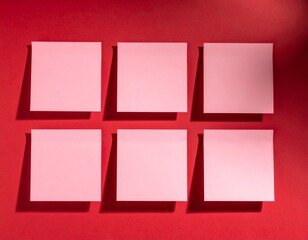 Six Pink Sticky Notes on a Red Background