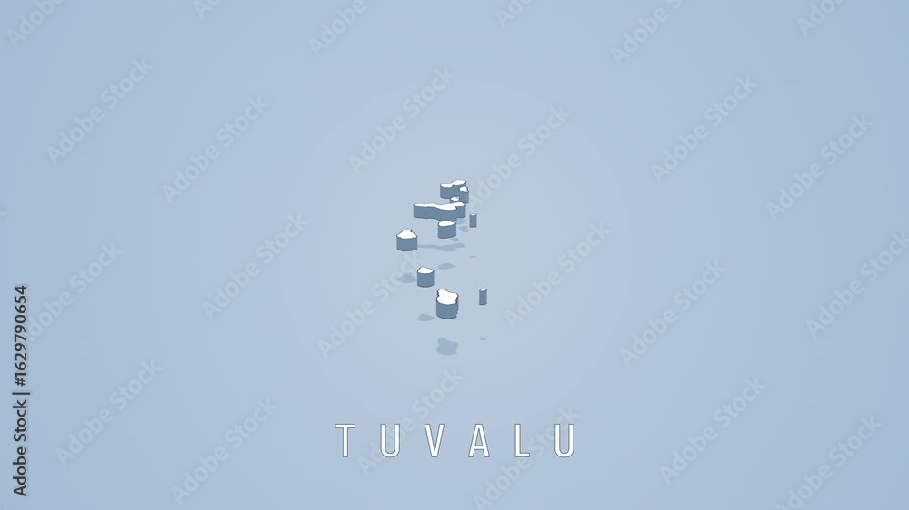 Poster rotating tuvalu map animation on solid background