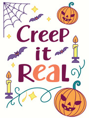 Halloween Typogoraphy,  Vibrant and spooky halloween typography quote design with colorful accents