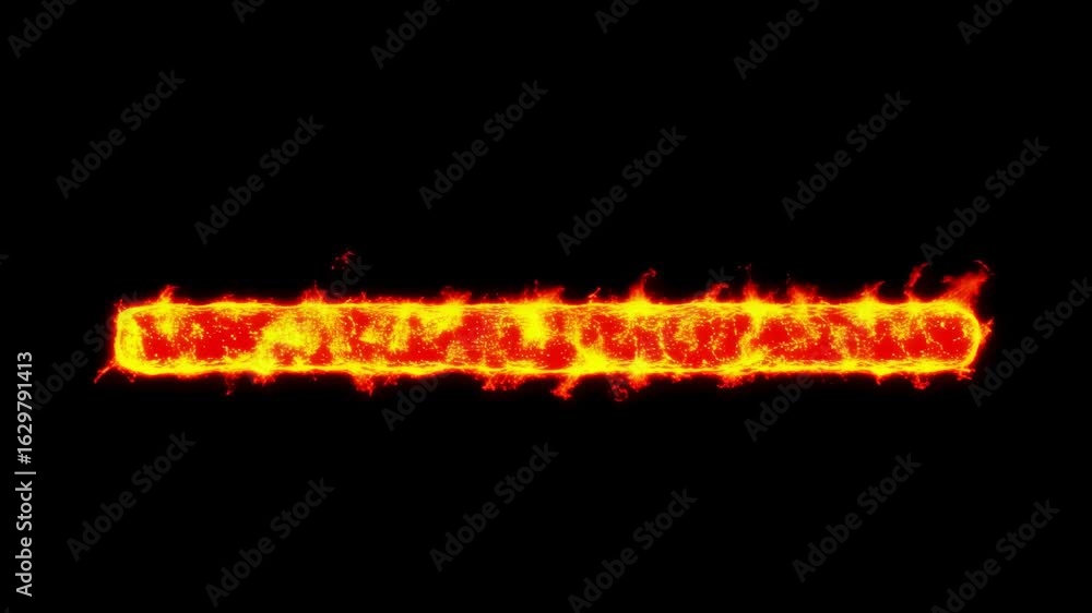 Poster burning fiery text animation overlaying a black background, creating a dynamic, high-energy visual e