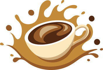 Realistic Coffee Latte Splash Vector.