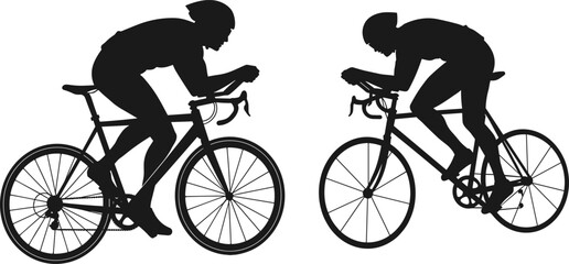 Obraz premium Silhouette of cyclist riding road bike in aerodynamic position