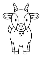 Obraz premium Cute Cartoon Goat Outline Illustration